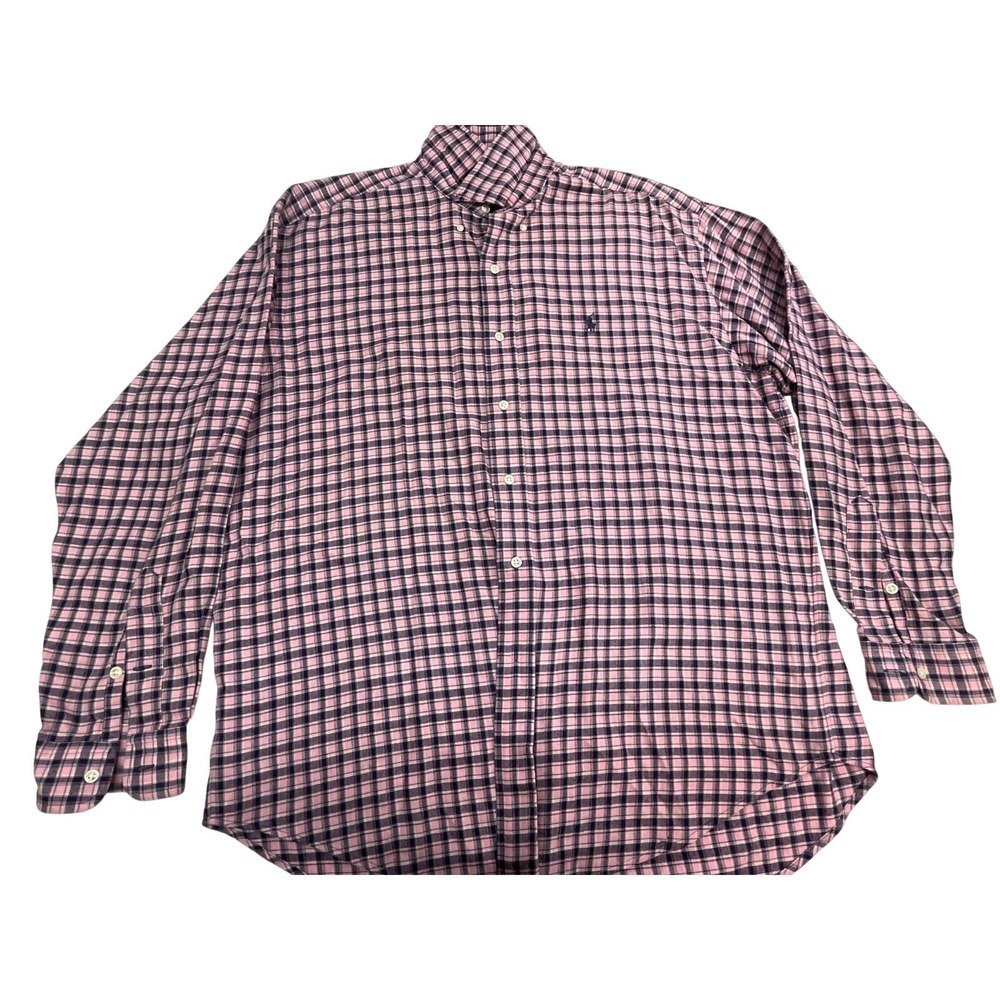 Ralph Lauren check shirt Men's size Large pink button-down long-sleeve
